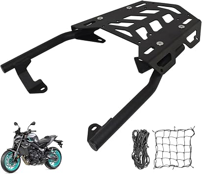 for Yamaha MT-09 Tracer 900 GT 2018 2019 2020 Heavy Duty Motorcycle Luggage Rack Cargo Carrier Powder Coated Sturdy 100 lbs Capacity Top Box Holder Support Bracket with 2pcs Nets