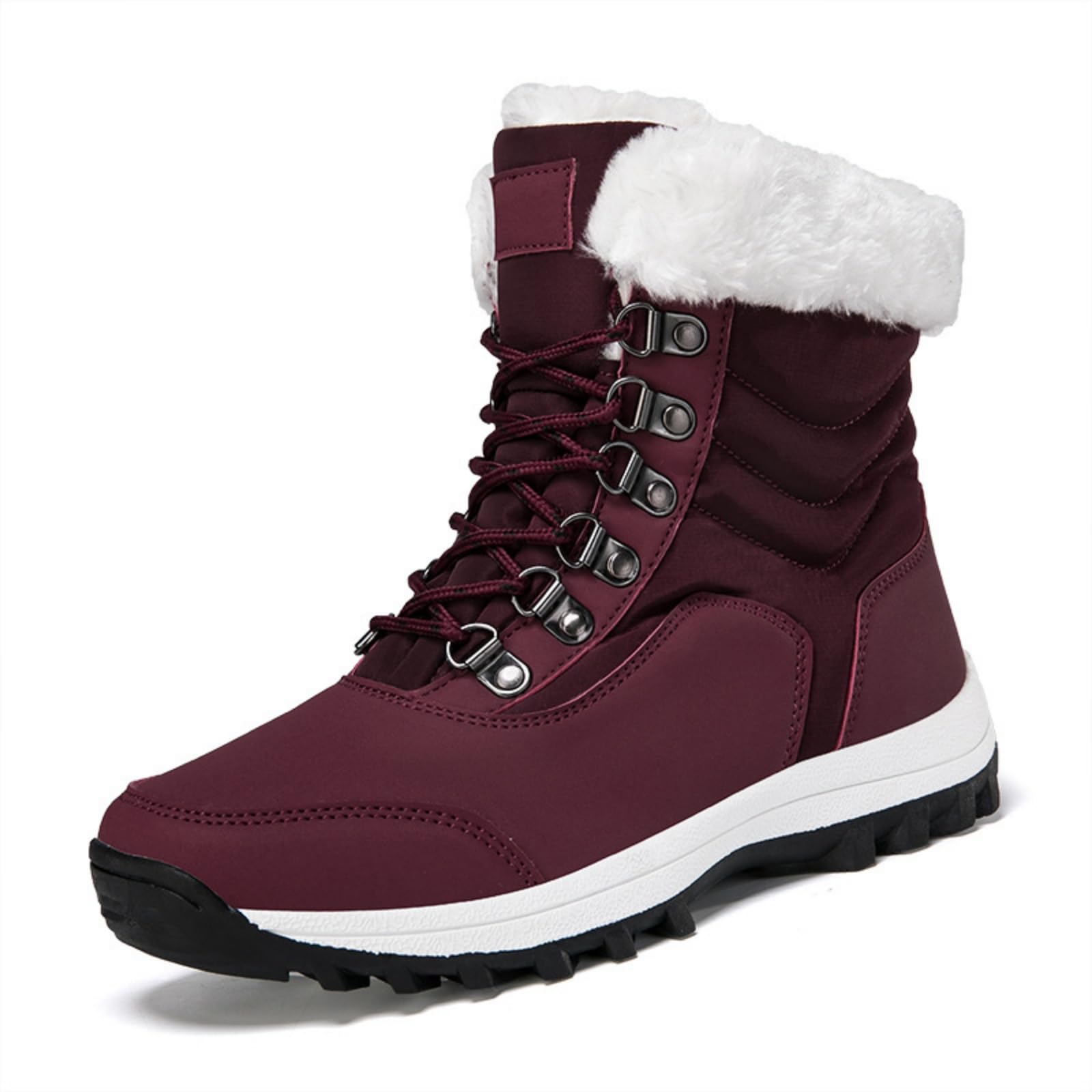 Womens Snow Boots Lightweight Warm Waterproof Winter Boots for Men Faux Fur Lined Mid-Calf Booties Walking Comfortable Anti-Slip