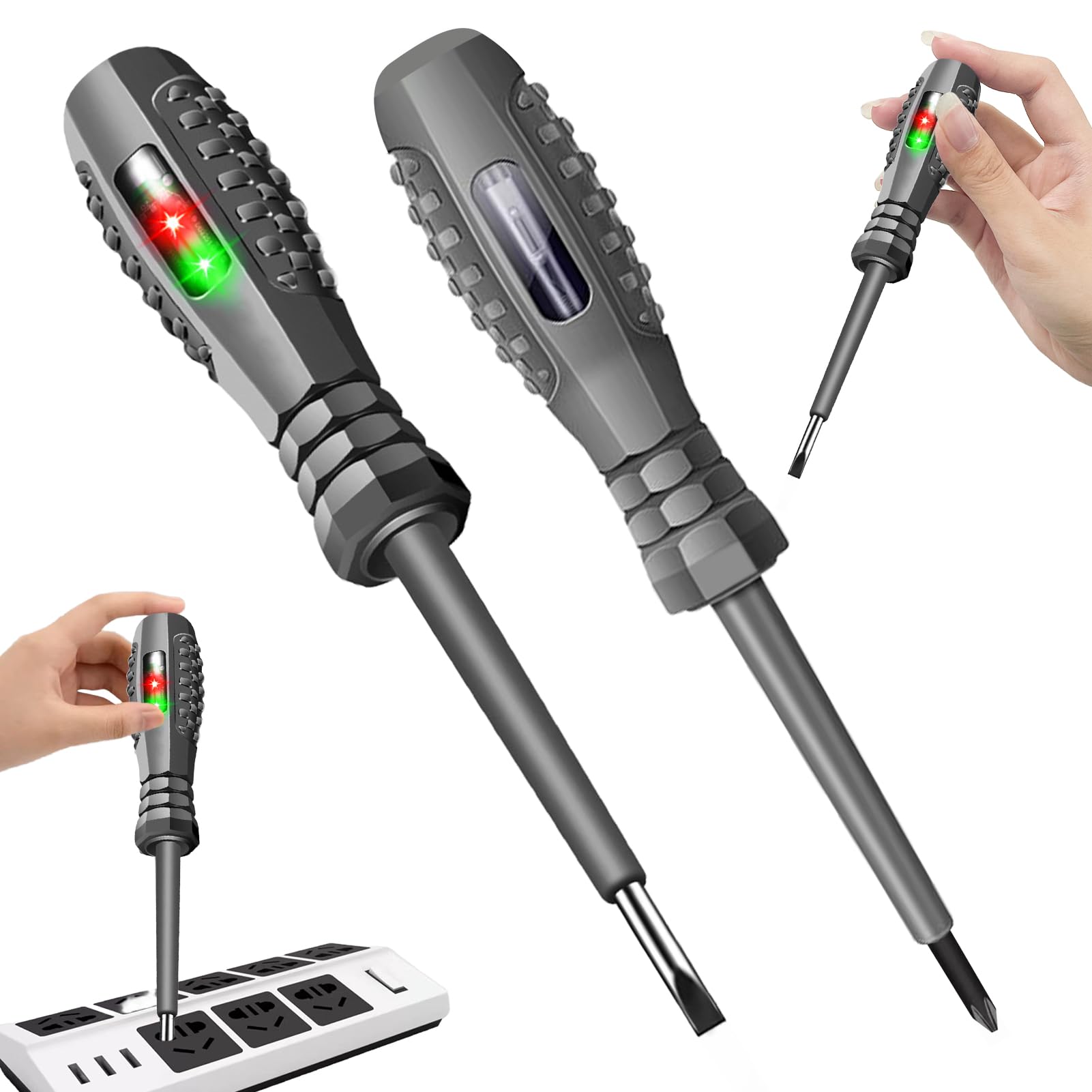 Cacciavite Cercafase,Cacciavite Tester di Tensione 24-250 V,Magnetico 2 in 1 ad Alta Coppia,Giravite Tester,Set Cacciavite Rilevatore Tensione Penna