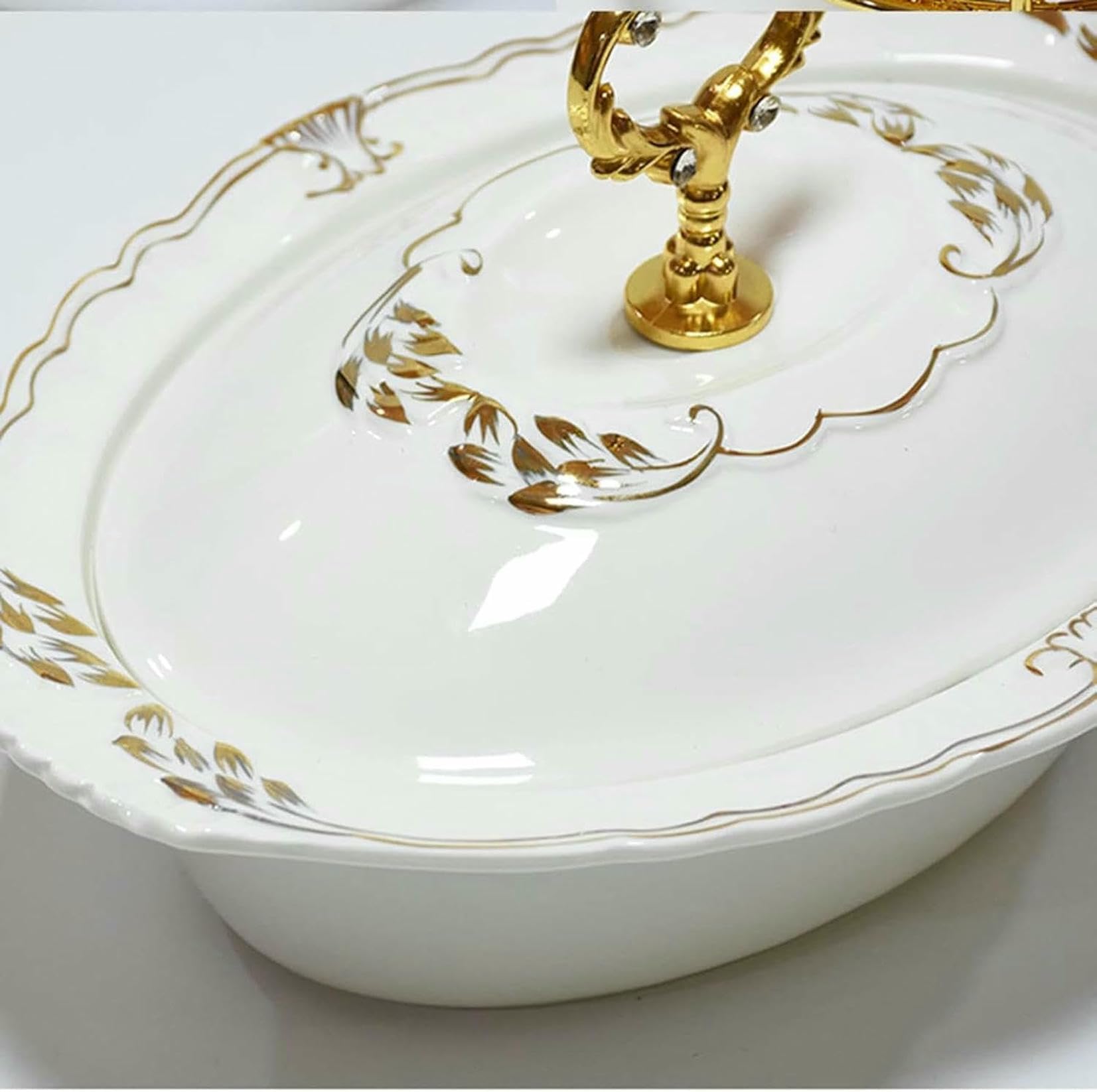 Set di Buffet in Ceramica con Riscaldamento A Fornello E Piattaforma, Grande, con Decorazione di Diamanti, Ideale per Buffet, Ristoratori, Cucine E ~/