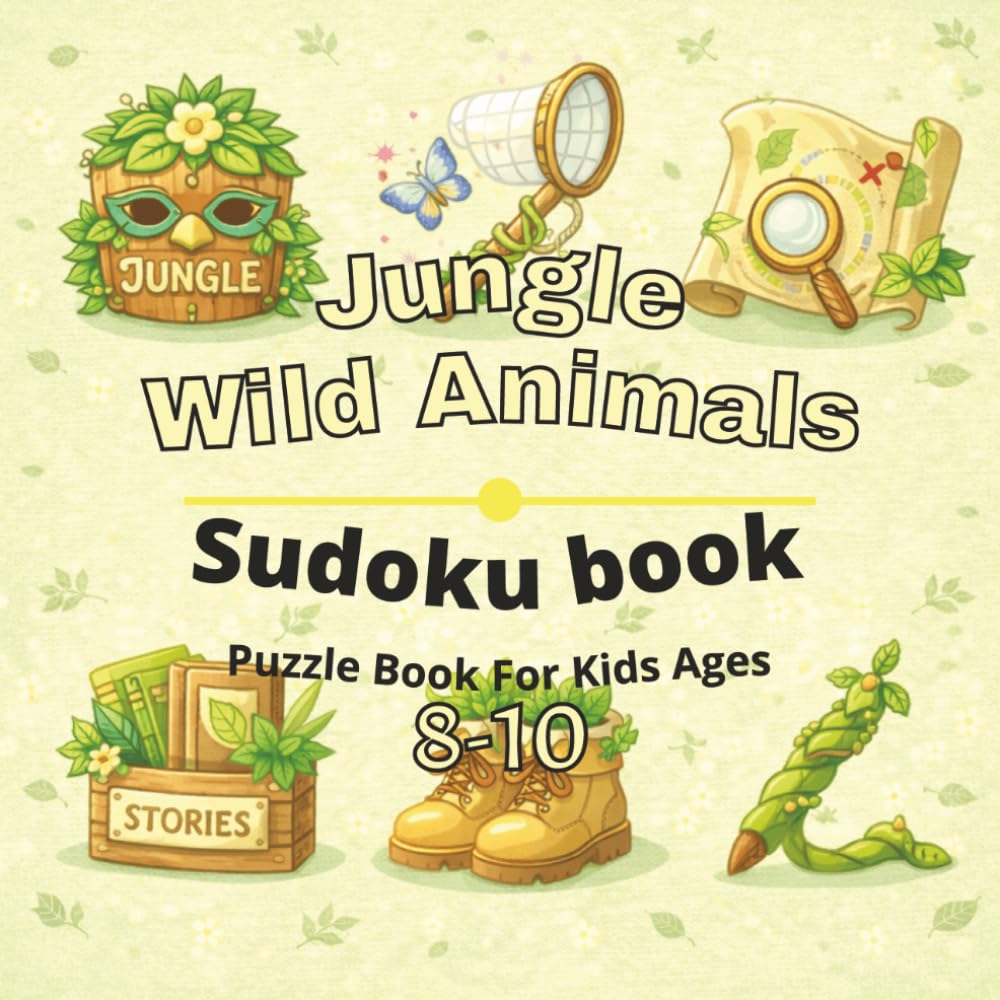 Jungle & Wild Animals Puzzle Book for Kids Ages 8-10: 80+ fun and engaging sudoku puzzles for learning focus, problem solving, critical thinking, ... Animals sudoku puzzles for Kids Ages 4-12)