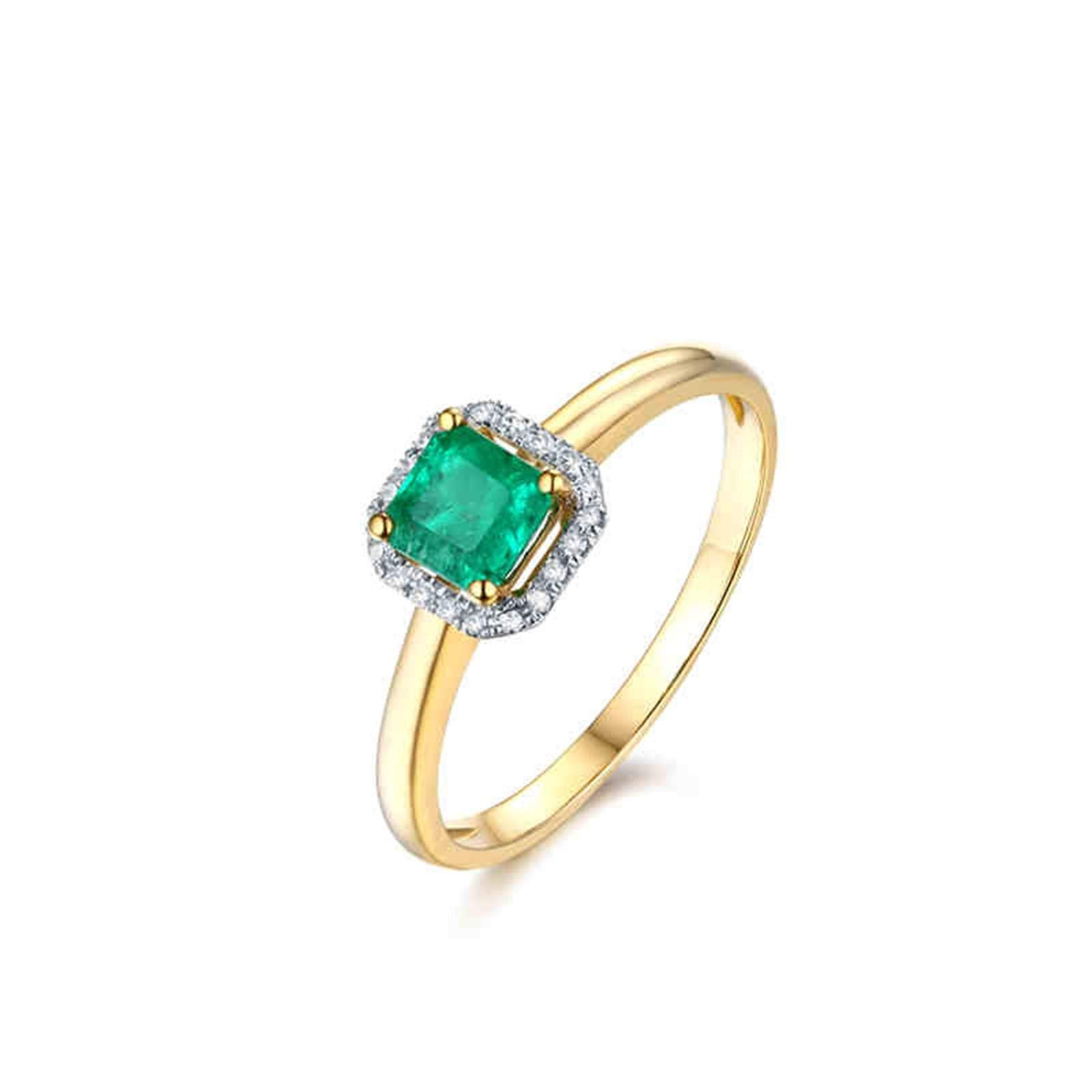 Beydodo Pierścionek zaręczynowy 18 K 750 kwadratowy szmaragd 0,5 ct damski pierścionek złoto obrączki ślubne z diamentem e 18 karatów (750) żółte złoto, 49 cm (15,6 cala), colore: złoto, cod. TLLWGZ5229