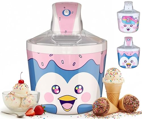 1.2 Quart Penguin Electric Ice Cream Maker Machine for Kids – Best Countertop Ice Cream Machine for Homemade Soft Serve, Sorbet, Gelato, Frozen Yogurt – Fun & Easy Desserts for Families, easy to Clean