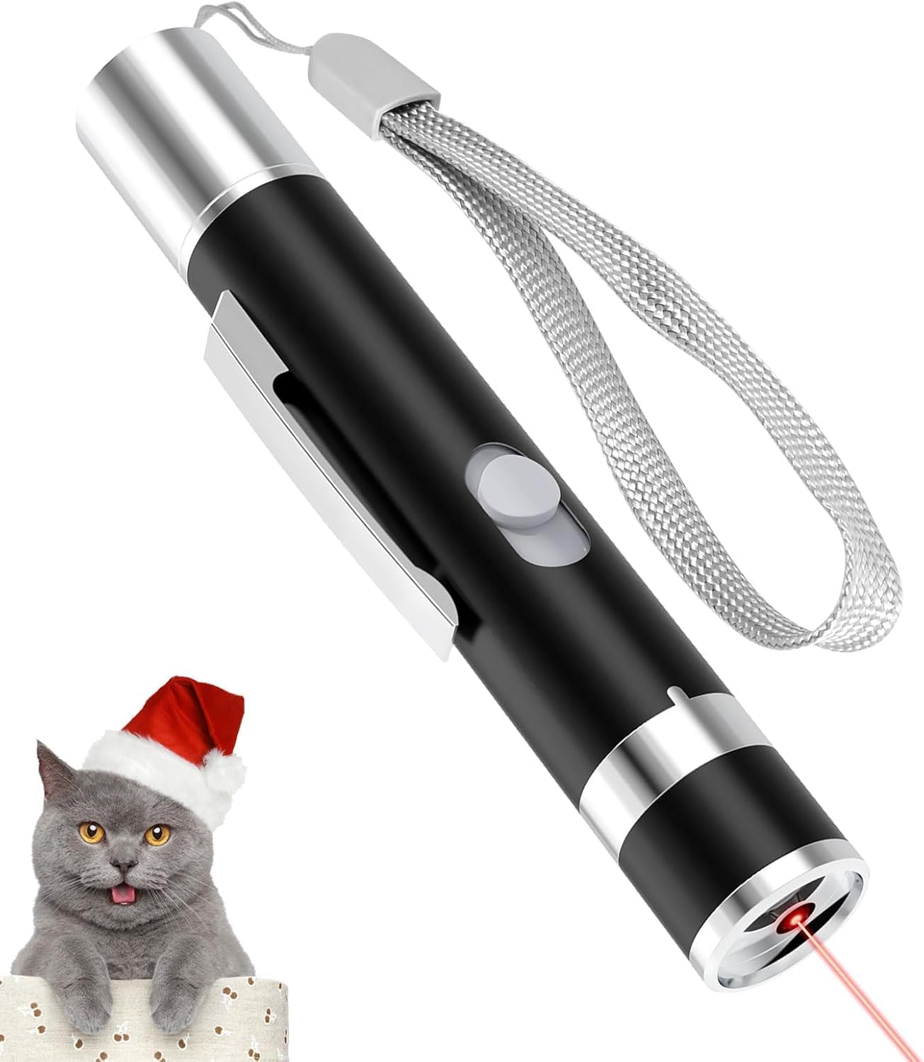 Waputne Cat Toy, Distinctive Black Painted Metal Casing, USB Rechargeable, 3 Light Modes & 5 Adjustable Patterns, Portable Interactive Chase Toy for