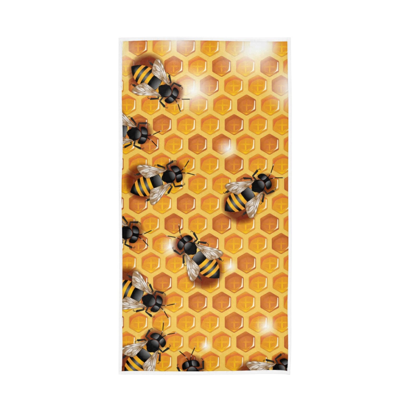 HUYGD Sweet Honey with Seamless Bees Working on a Honeycomb Soft Hand Bath Towel 30" x 15" Thin Fast Drying Absorbent Soft Towels for Kitchen Gym Spa Hotel Beach