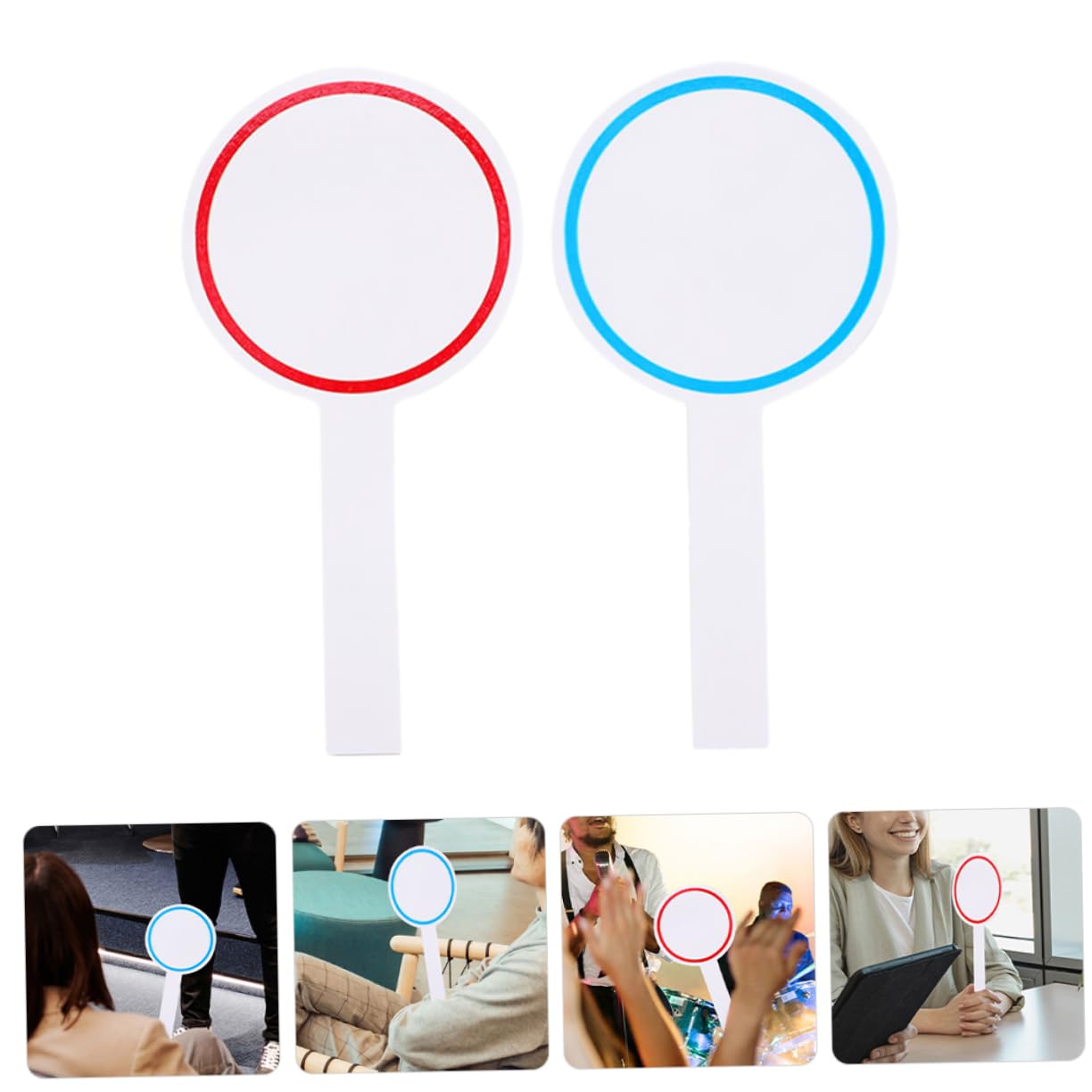 GRIRIW 2Pcs Handheld Dry Erase Scoreboards for Voting Blank Writing Paddle Boards with Easy Grip Handle Single Sided Score Cards for Judges and Competitions