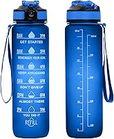Vista 12 de 32 oz Water Bottles with Times to Drink and Straw, Motivational Water Bottle with Time Marker, Leakproof & BPA Free, Drinking Sports Water Bottle