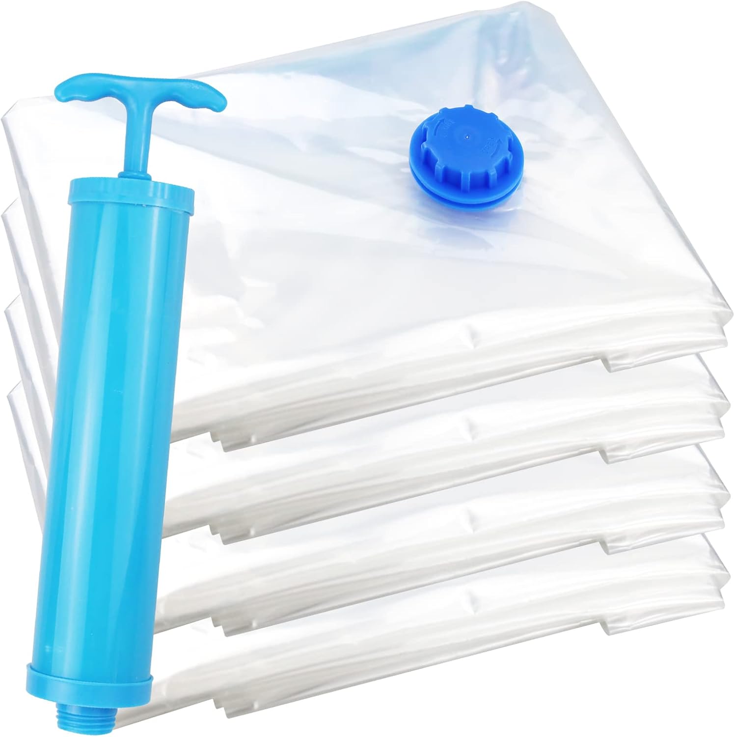 4PCS Vacuum Storage Bags for Duvets, Bedding with Hand Pump Reusable