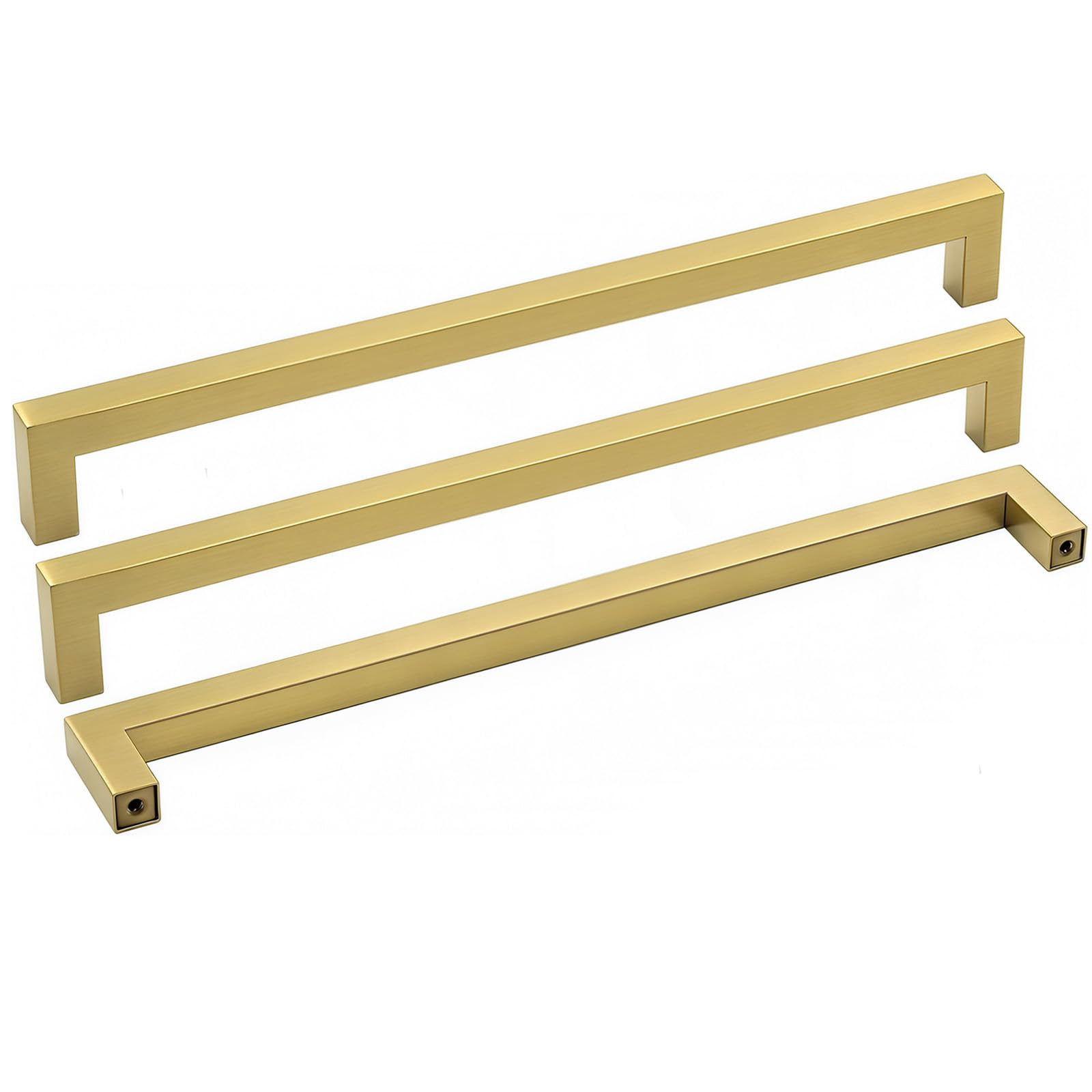 Goldenwarm Brass Cabinet Handles Square Drawer Pulls Modern Hardware for Kitchen and Bathroom Cupboard Cabinet Pull Handles 11-1/3 inch (288 mm) Hole Centers 20Pcs