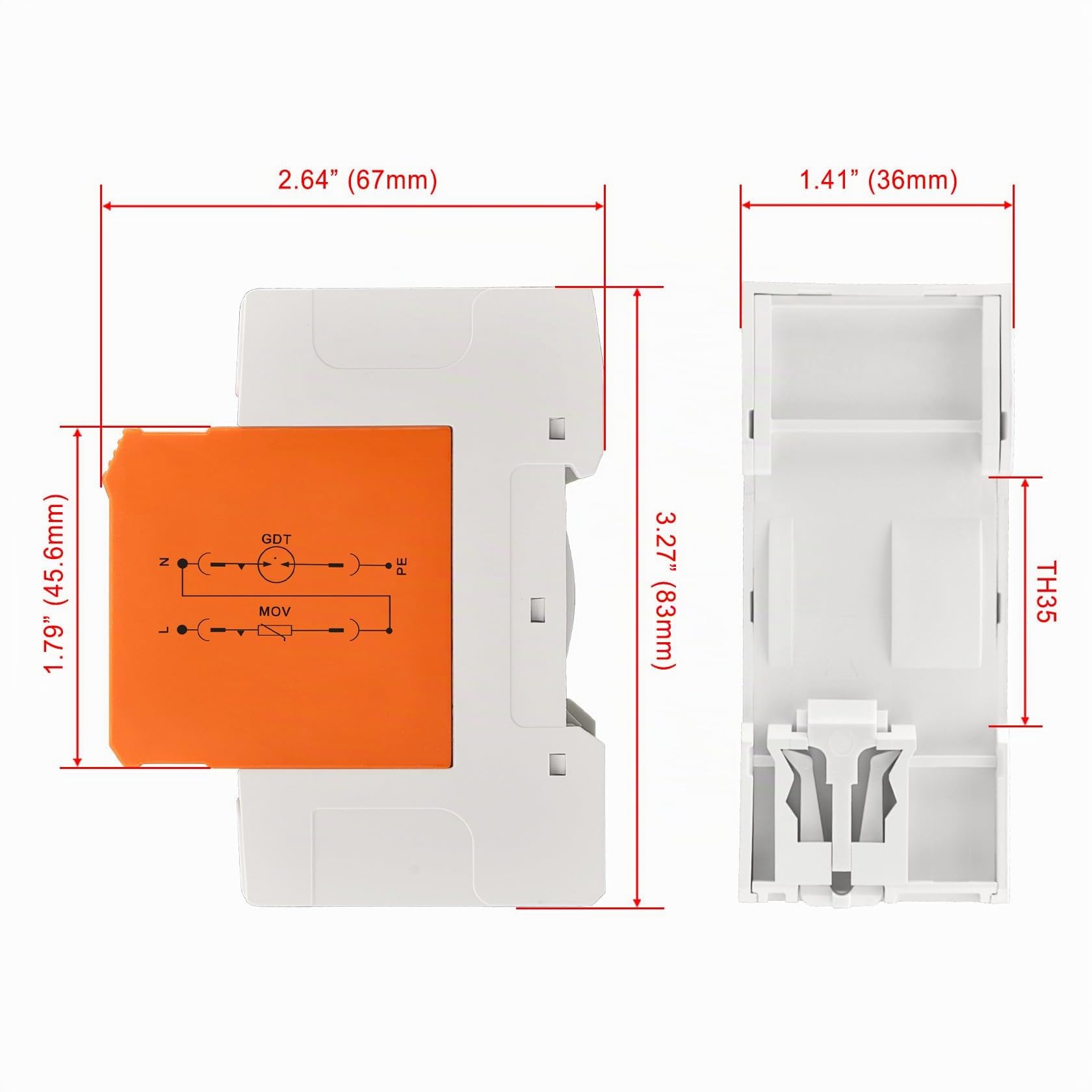 Heschen Dispositivo de protección contra sobretensiones SPD, HS-15T Descargador combinado tipo T1+T2, 1+N-PE 275 V AC, 40 kA, ignífugo, montaje en carril DIN de 35 mm, CE