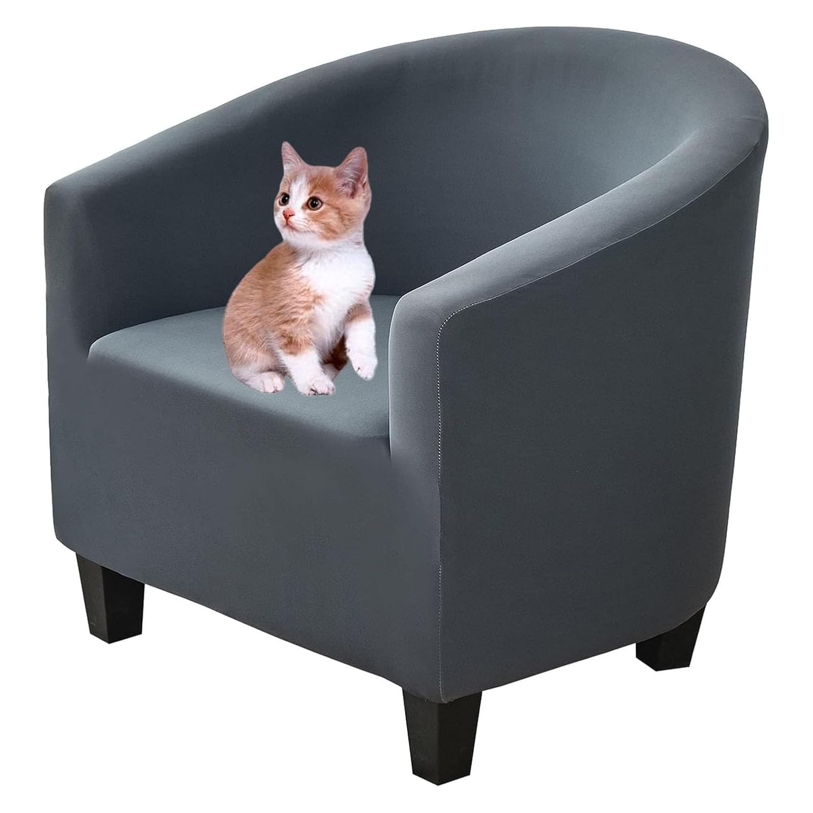 Funda para silla de bañera elástica que protege de arañazos de gatos en color gris oscuro