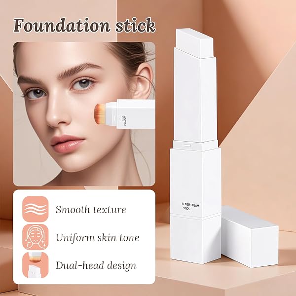 Face love Foundation Stick mit Pinsel, 2 Stück Foundation mit LSF 15, 2 in 1 Foundation Stick with Colour Changing, Multifunctional FoundationStick with Two, Feuchtigkeitsspendender für Alle Hauttypen - 2