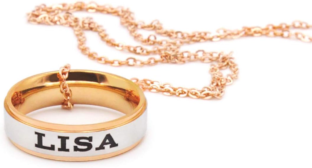 Kpop Blackpink Finger Ring Engraved Double Deck Ring Member Name and Team Logo Design Rose Golden Necklace