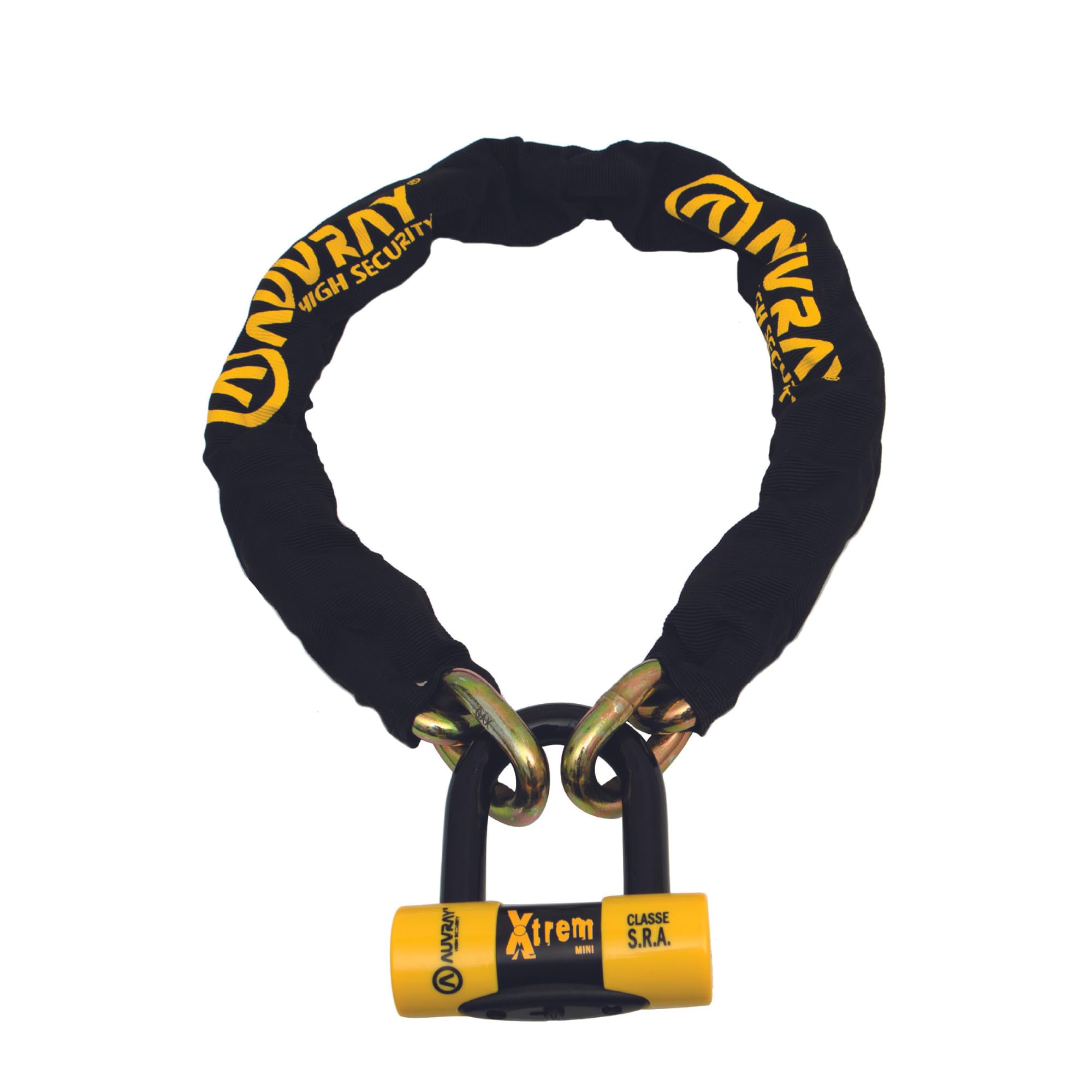 AUVRAY Chaîne et Bloque-Disque Moto U Xtrem DK-10 Homologué SRA – Goupille Acier Trempé 10 mm – Cylindre Haute Sécurité Anti-Crochetage – 3 Clés