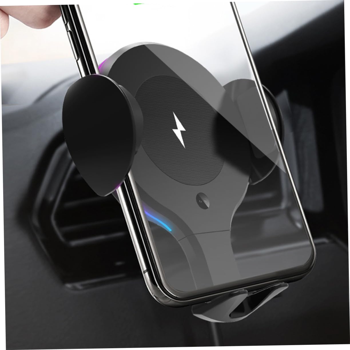 OSALADI Caricatore per Macchina Wireless 10w Supporto Telescopico per Telefono Nero in Abs e Pom, Porta Telefono Caricatore per Auto per Cruscotto e Bocchette D'aria