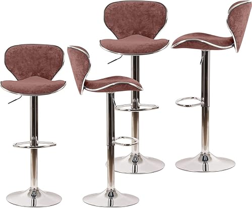 Magshion Juego de 4 taburetes de bar giratorios tapizados de terciopelo para mostrador de comedor