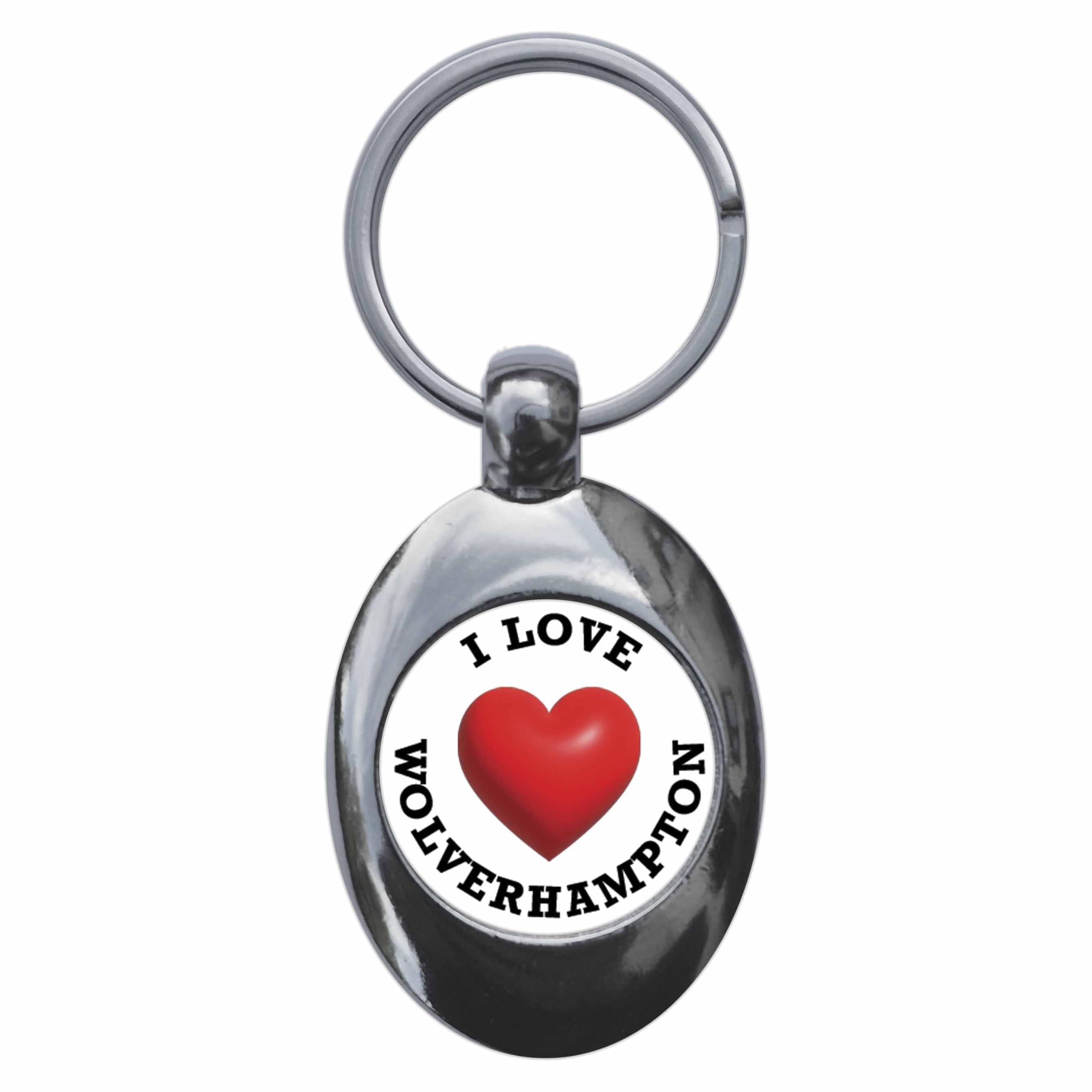 Ozorath I Heart Love Wolverhampton Keyring Keychain With Trolley Coin