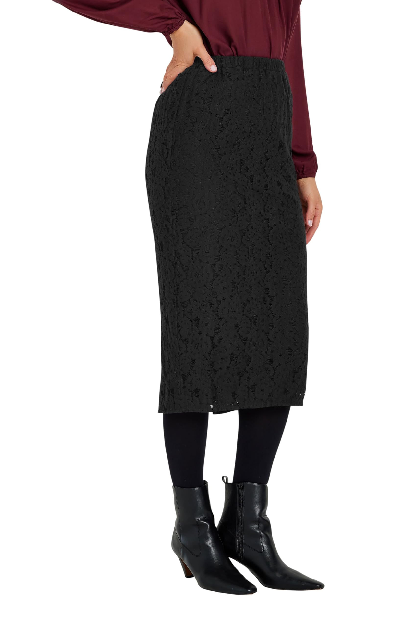 Long Tall Sally Women's Black - Lts Tall Lace Pencil Midi Skirt