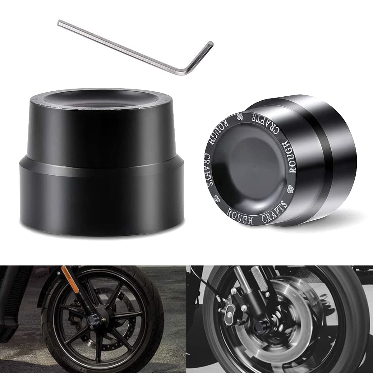 TUINCYN Motorcycle Black CNC Aluminum Front Axle Cover Cap Nut Bolt Decorative Hardware Kit For Harley Sportster XL883 XL1200 (1 pair)