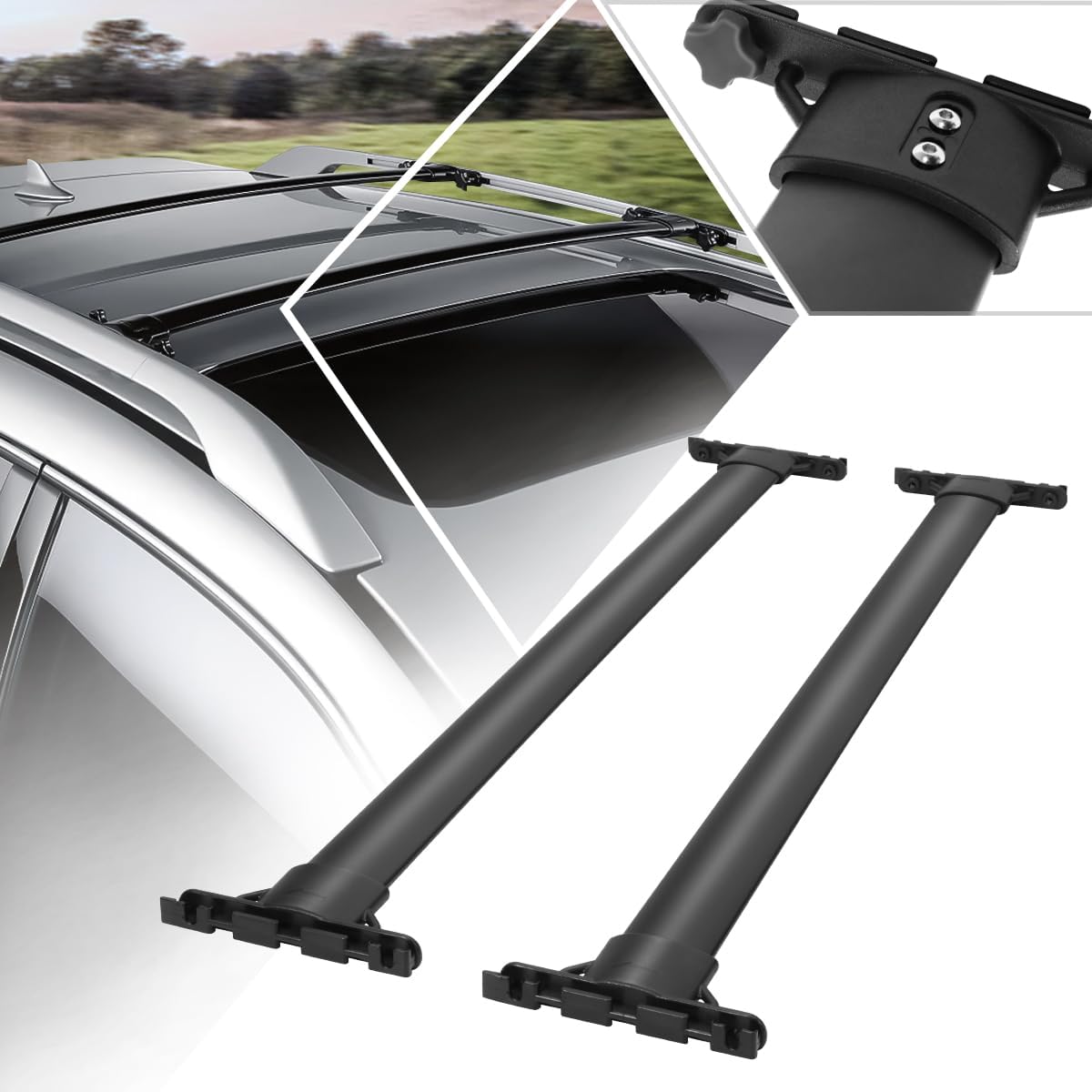 2Pcs Aluminum Top Roof Racks Cross Bars Cargo Luggage Carrier Compatible with 10-15 Lexus RX350 RX450H,Black