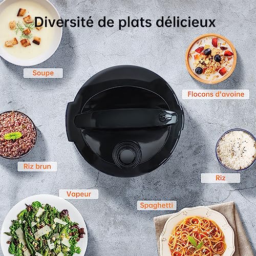 Eamoment Reiskocher, 1L Elektrischer Dampfgarer mit Antihaftbeschichtung, für 1-5 Personen, schnelle Zubereitung ohne Anbrennen, mit Warmhaltefunktion, Dämpfeinsatz, Reislöffel und Messbecher – Bild 4