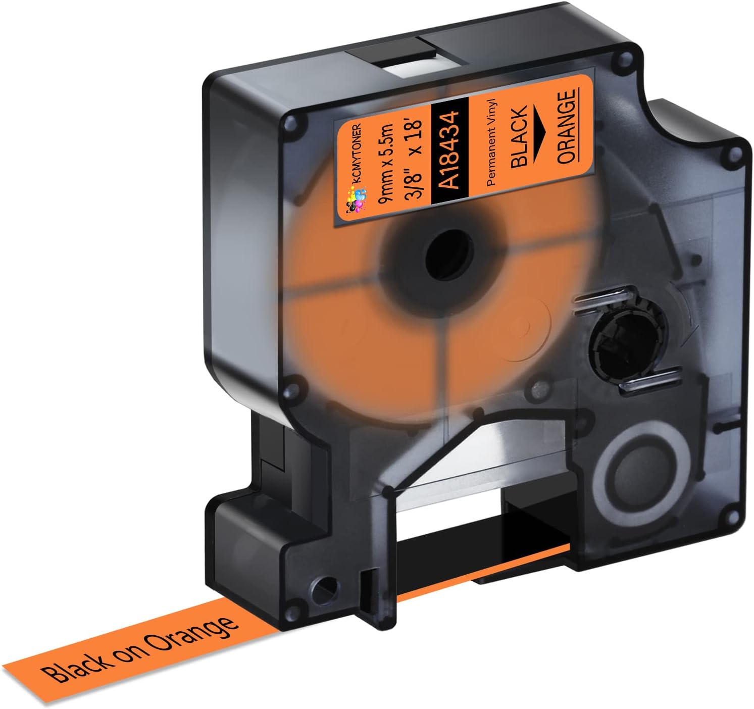 20 Pack Compatible for Dymo Rhino 18434 3/8" 9mm Black on Orange Vinyl Permanent Industrial Label Tape for Rhino 1000 3000 4200 5000 5200 6000 and 3M Label Maker