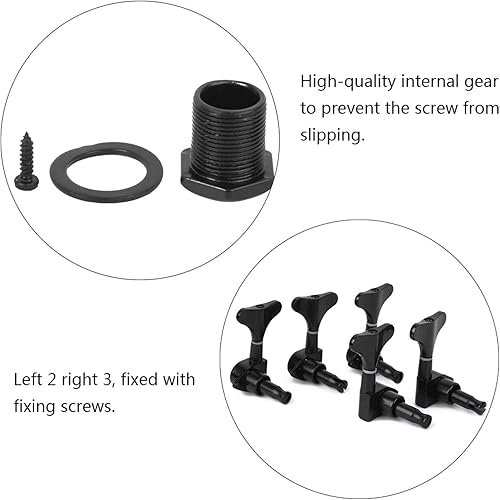 Miniatura 9 de Demeras Sintonizadores de graves de aleación de 5 cuerdas prácticos para principiantes de bajos (negro)