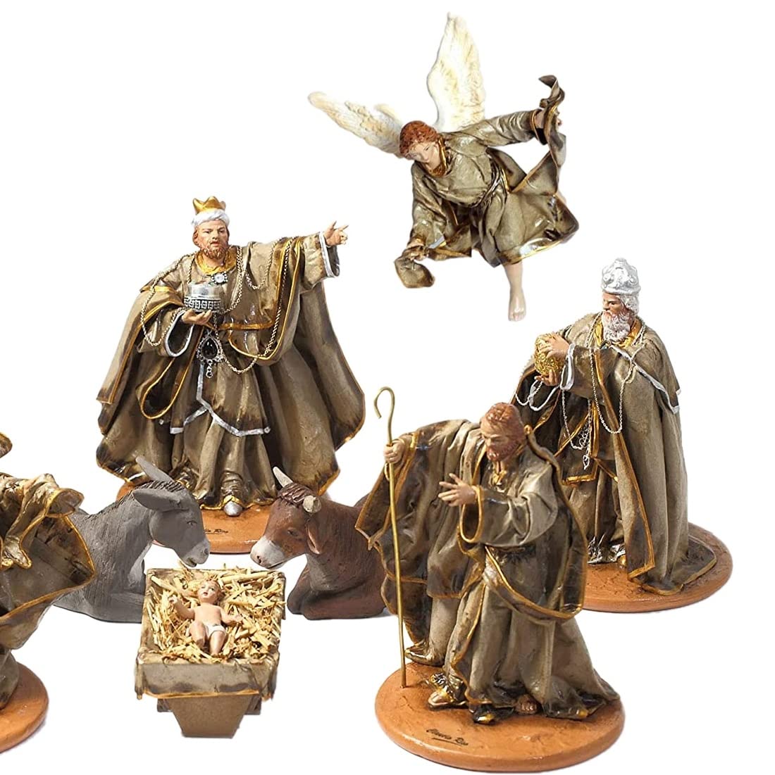 Arte Sacra di Claudio Riso Krippen-Set aus Pappmaché und Terrakotta, typisches Handwerk von Leccese