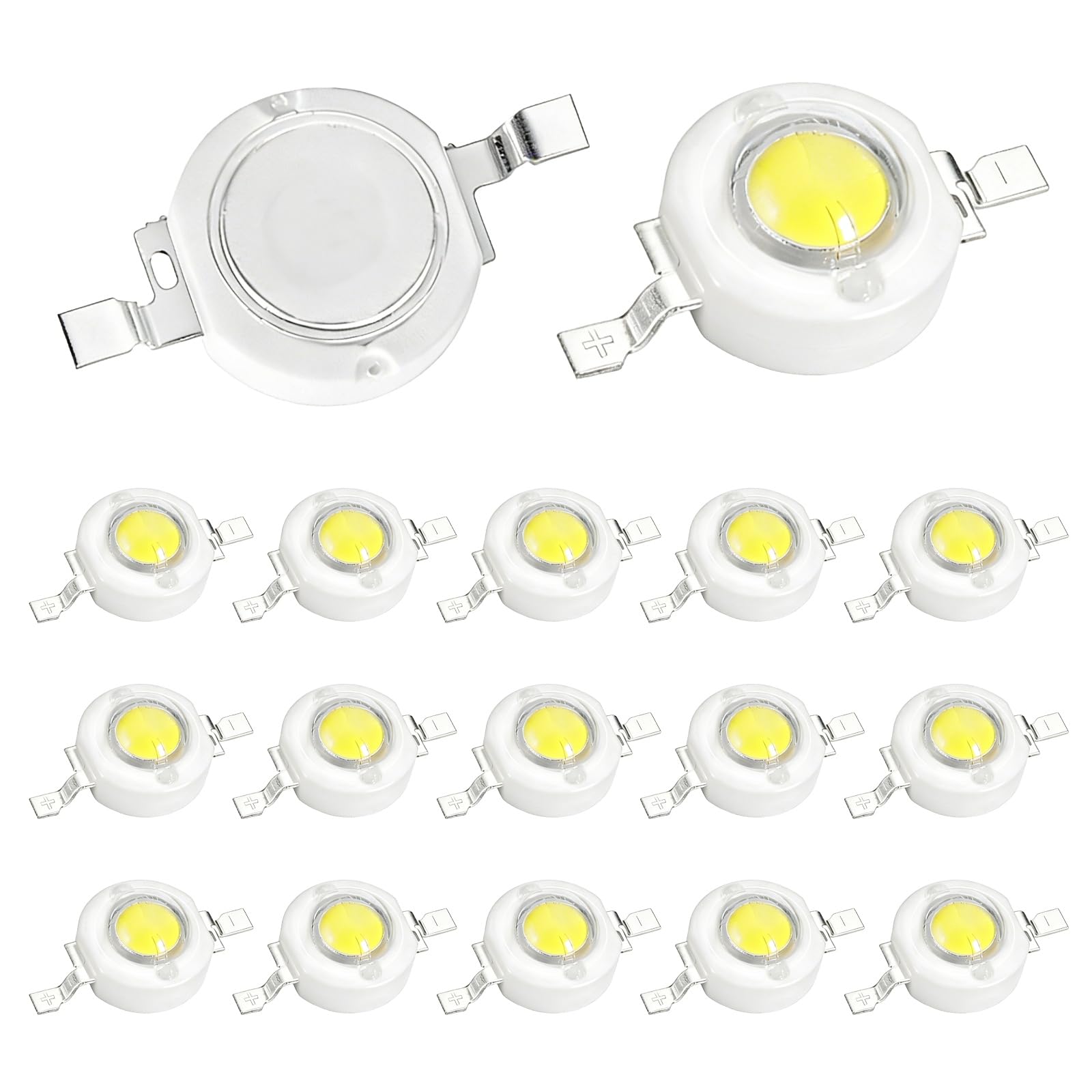 VIAPUICE High Power LED Chip Bulb 20 Pcs- Cool White 1.8-3.4V 6000K 300-350mA Light Beads Super Bright Intensity COB Light Emitter Components Lamp for Home Studio DIY