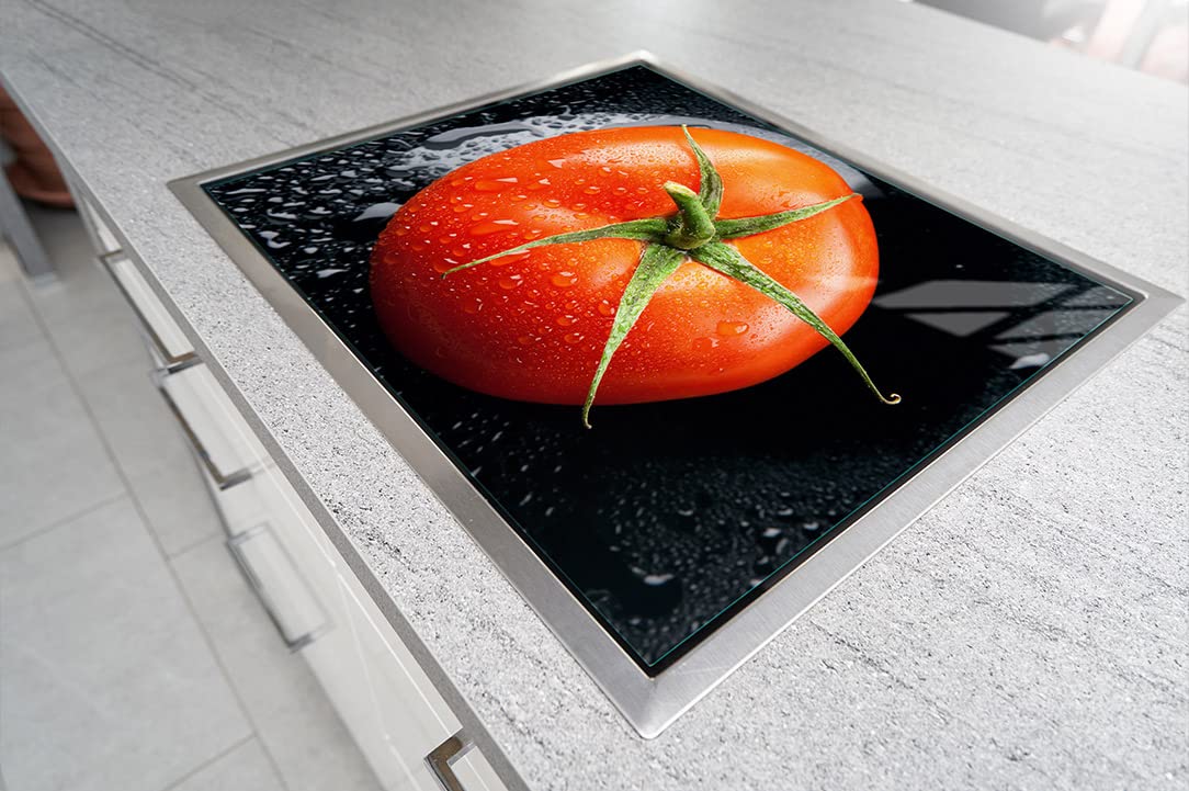 TMK ArtDeko Tabla De Cortar Decorativa De Cristal Templado Y Cubre Vitro, Placa Protectora De Vitrocerámica 85 X 52 Cm 2 Piezas, Para Inducción, Protección Contra Salpicaduras, Fruta