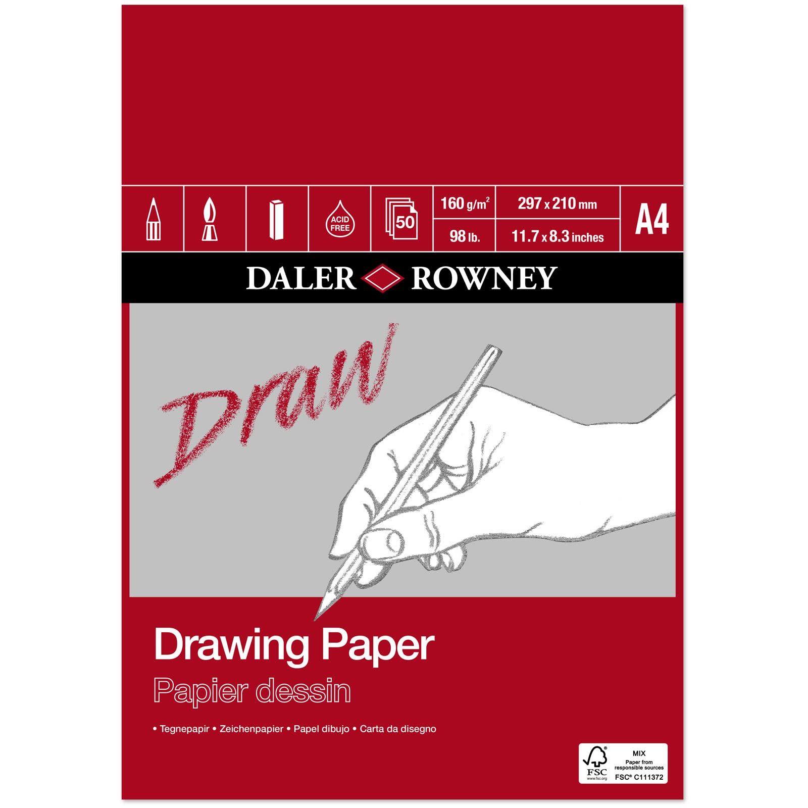 Daler-Rowney Drawing Medium Grain Pad A4