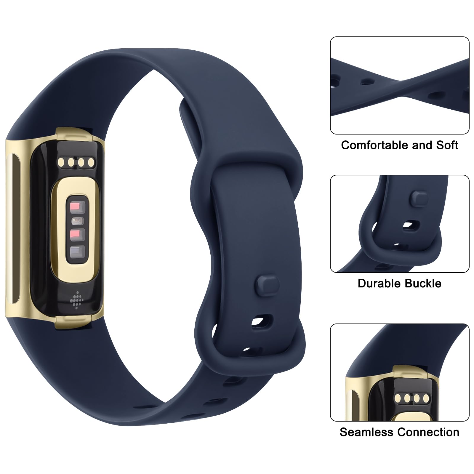 Gimuk Lederen band compatibel met Fitbit Charge 6/Charge 5 Strap, vrouwen mannen echt lederen sportband vervanging horlogeband polsband armband voor Charge 6 Fitness Tracker, Small/Large, Leer, Geen