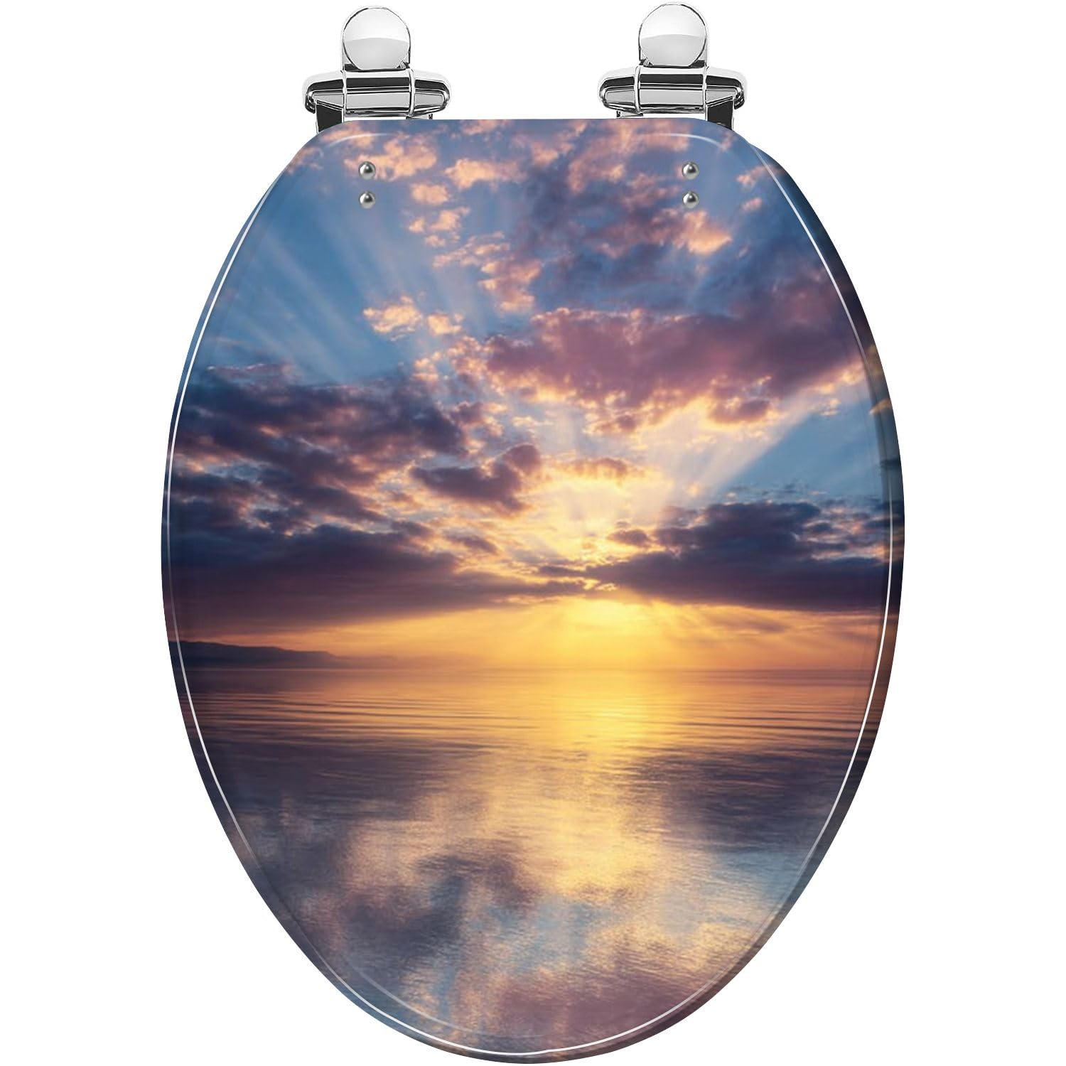 Quiet Close Elongated Cover Install, Adjustable, Lightweight, Durable, Portable, User-Friendly, Compact, Soft, Toilet, seat, Sky, Resin, Quick