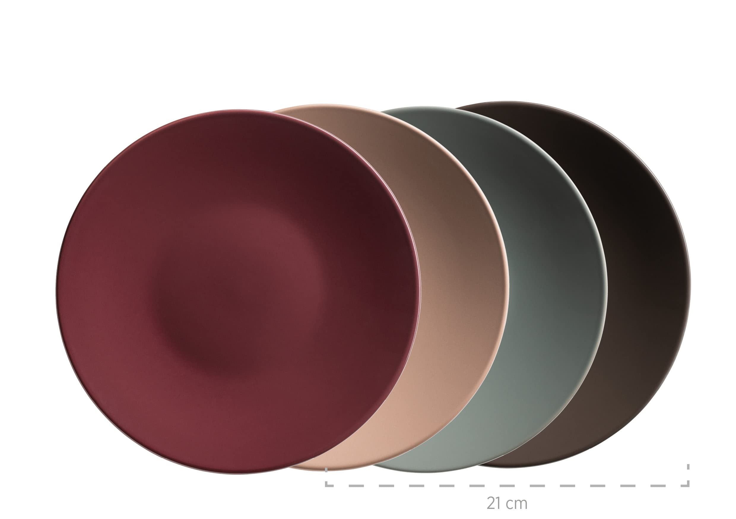 MÄSER 931956, Serie Inoda, Kombiservice für 4 Personen, 16-teiliges Geschirr Set mit Speiseteller, Dessertteller, Müslischale und Kaffeetasse, rundes Essgeschirr Geschirrset, Steinzeug, Autumn Foliage