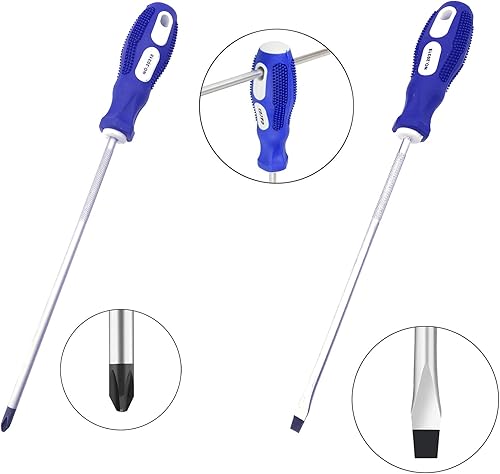 Miniatura 4 de Destornillador ranurado y Phillips, destornillador de cabeza cruzada de 8 pulgadas de largo y destornillador de hoja plana (PH2-#2), 2 paquetes de