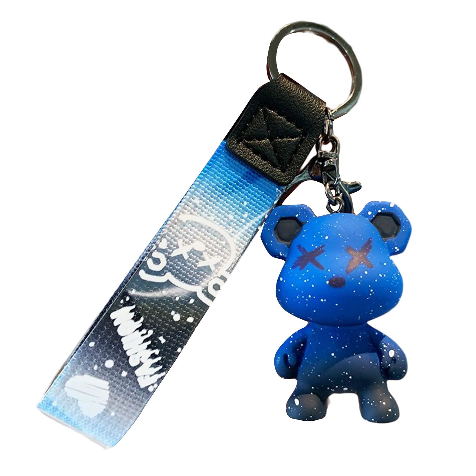 [Moerstar] Bear Keychain Key Holder Cute Resin Animal Pendant Cute Colored Bear Key Braided Rope Animal Pendant Metal Key Holder