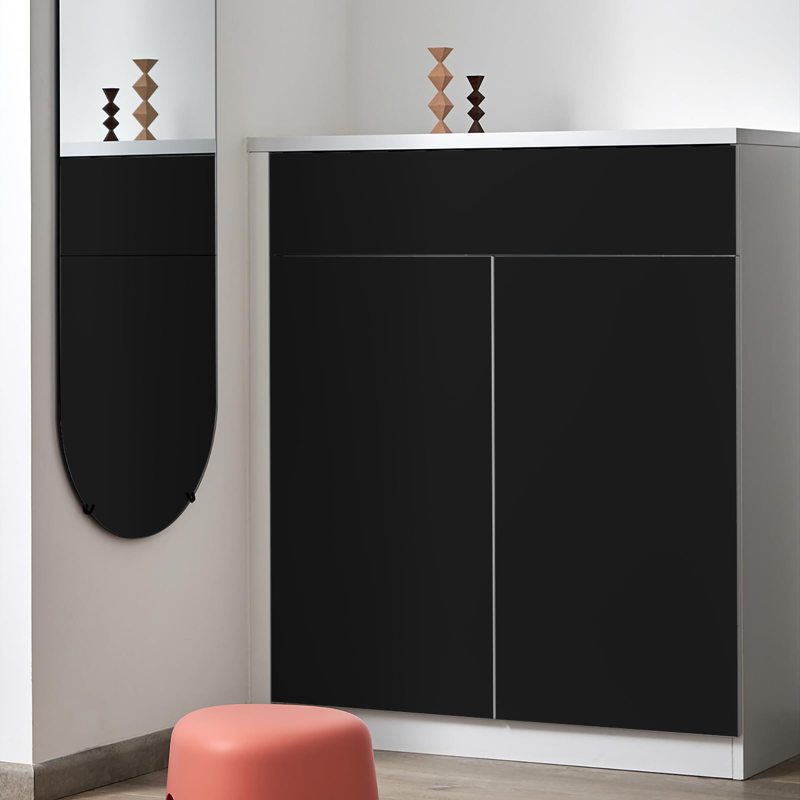 wishFIRE Papel de Pared Autoadhesivo Negro Grueso 30 cm x 200 cm Acabado Mate y Moderno Removible Sin Huellas para Paredes Muebles Estanterías y Encimeras