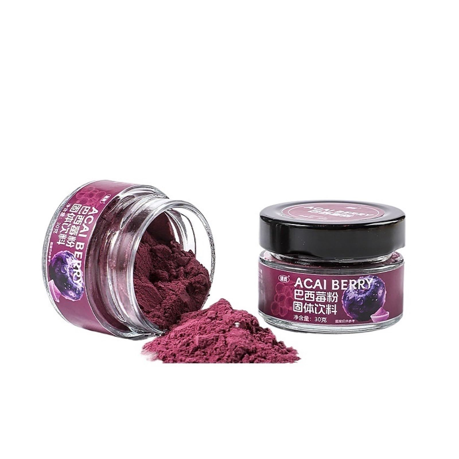 30g de polvo de baya de Acai, polvo instantáneo de frutas y verduras, sabor a fruta dulce y agria, for bebidas y tazones de yogur(3pcs)