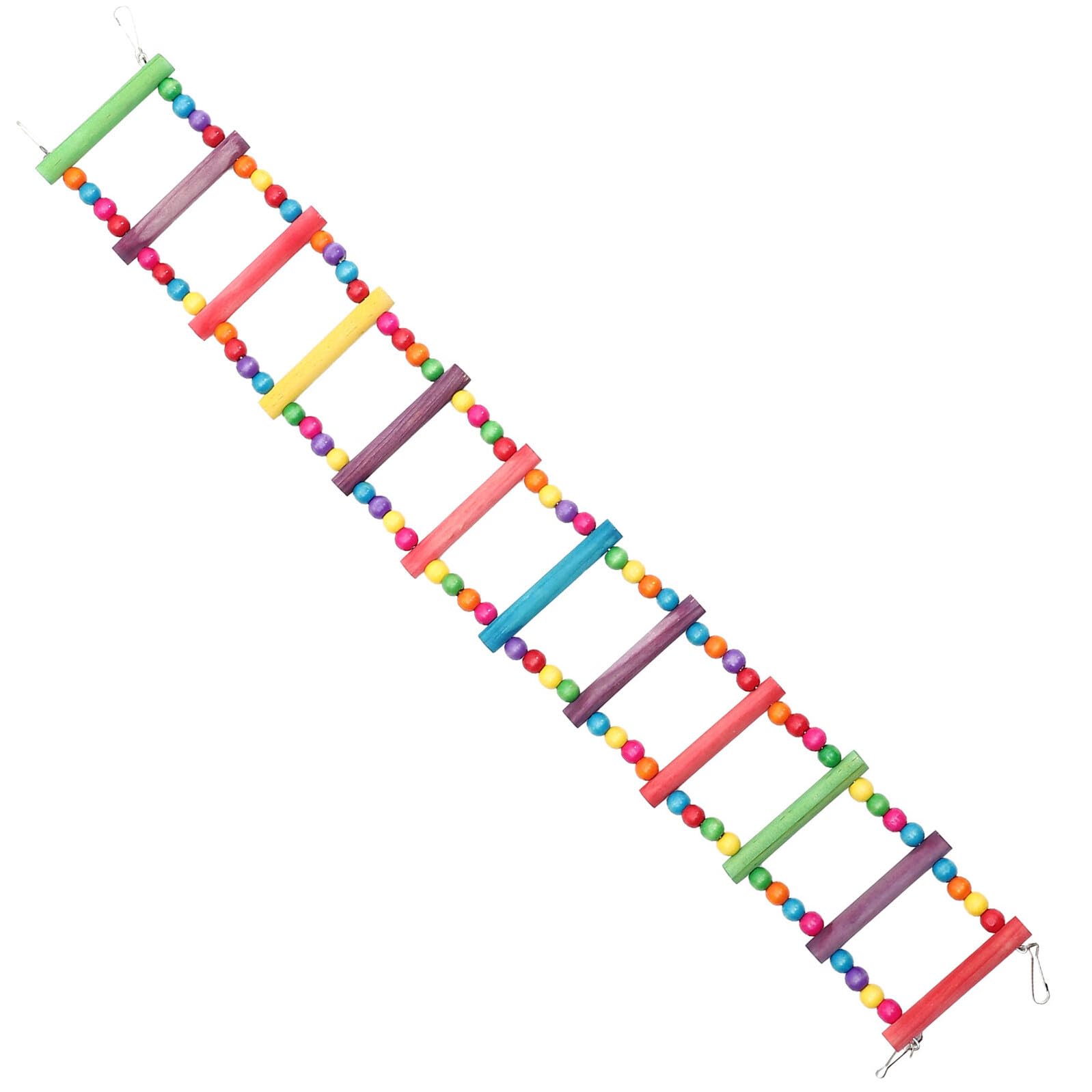 SOIMISS Wooden Parrot Climbing Ladder Bird Cage with 12 Steps, Bite-resistant Natural Wood, 80cm Long Soft Bridge for Indoor Bird Play and Training