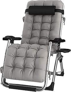 HZH Espreguiçadeira de jardim Espreguiçadeira dobrável grande, reclinável reclinável ao ar livre Escrivaninha de praia Espreguiçadeira de jardim com almofadas (B)