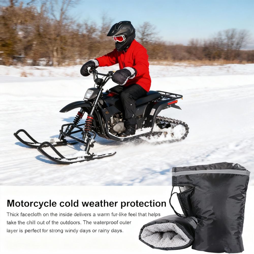 Manicotti Universale per Manubrio Moto, Manubrio Antivento Inverno Scooter, Ispessito di Protezione Guanti Caldi Moto con Peluche, Applica a Inverno Mano Prevenire Congelamento Mani