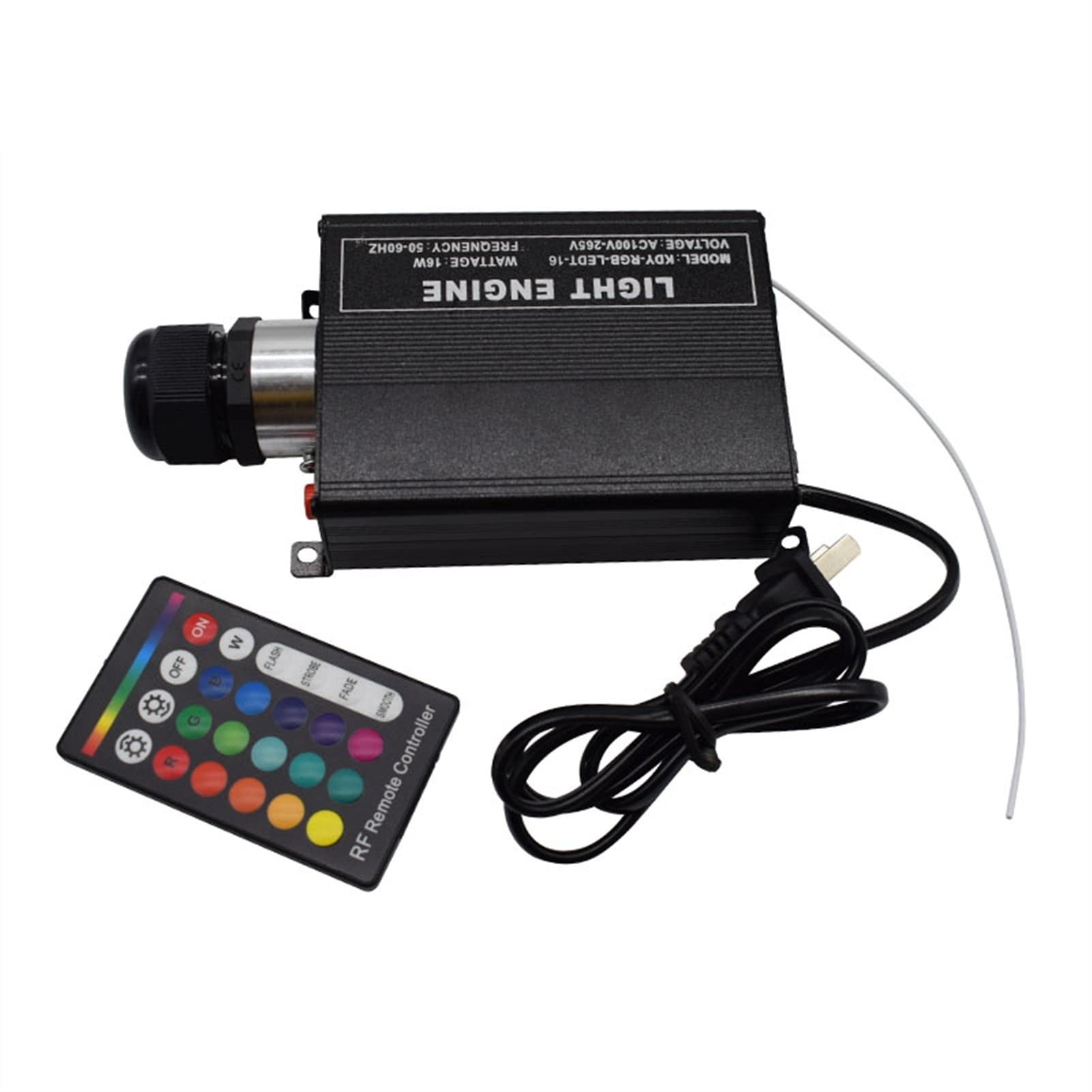 CUDTAPI LED Fiber Optic Light Engine RGB LED 16W fiber optic light engine + 24key IR remote controller + 500PCS 0.75mm 2m end glow PMMA cable