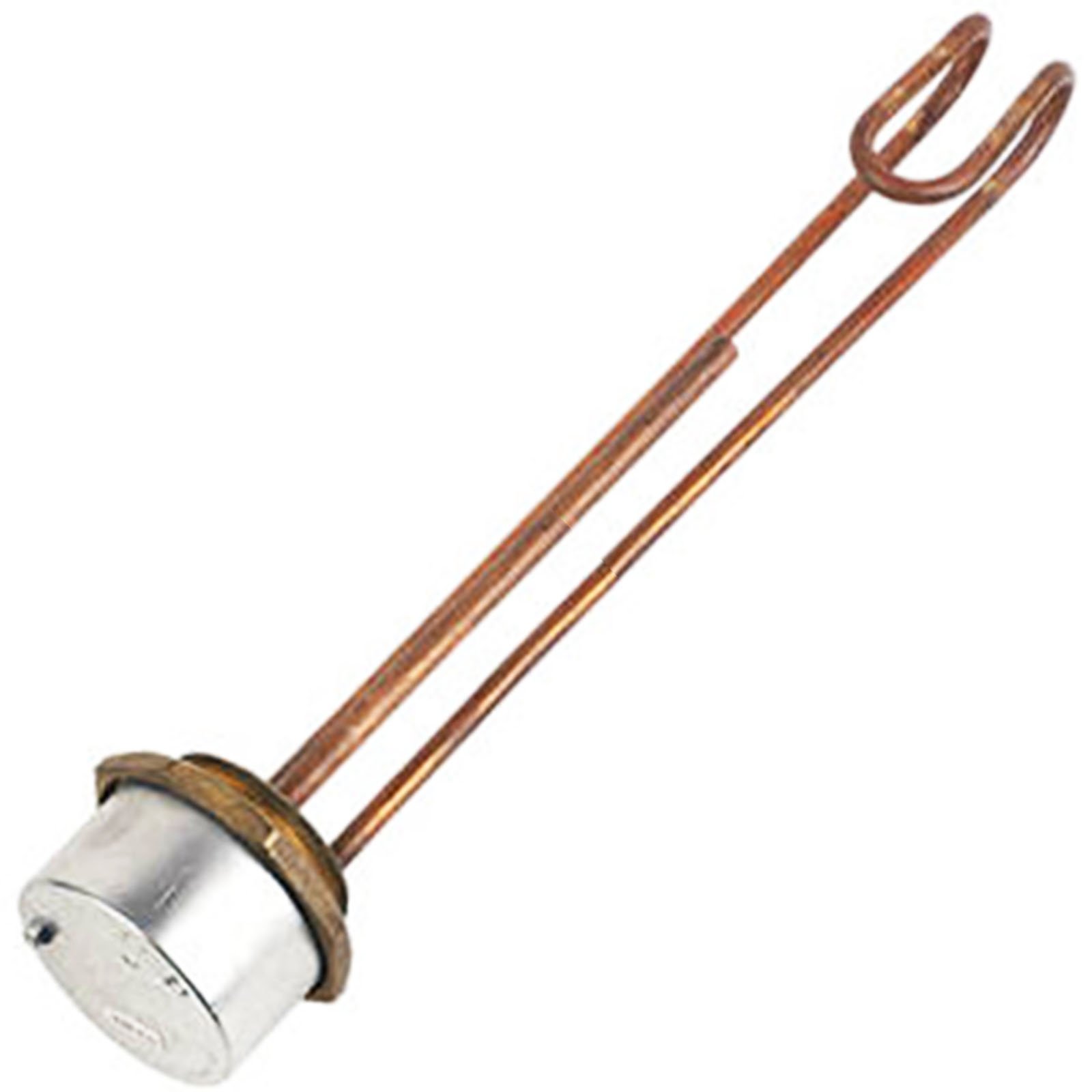 SPARES2GO 18" Copper Immersion Water Heater Element Copper Pocket + Thermostat