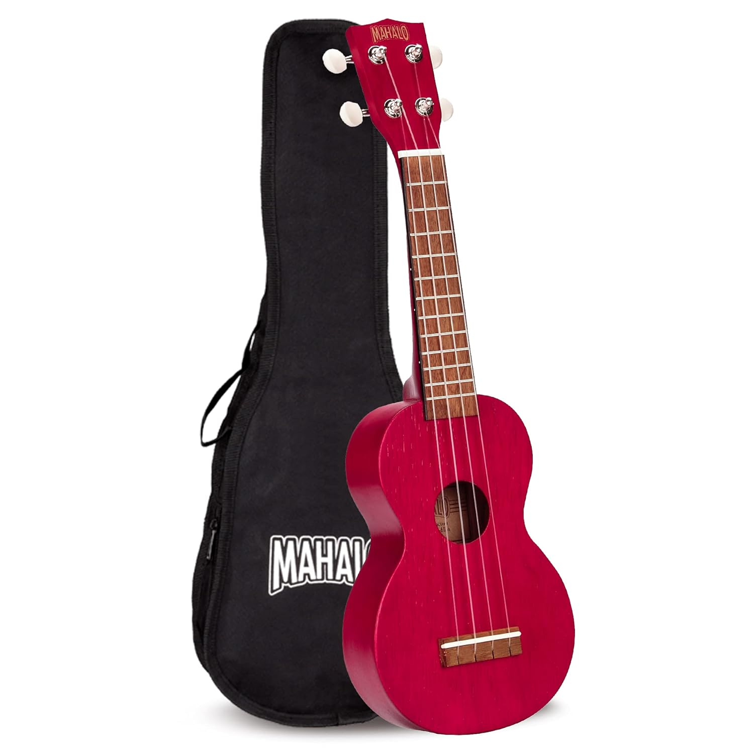 Mahalo Ukuleles Kahiko Series Soprano Trans. Red With Bag, MK1TRD