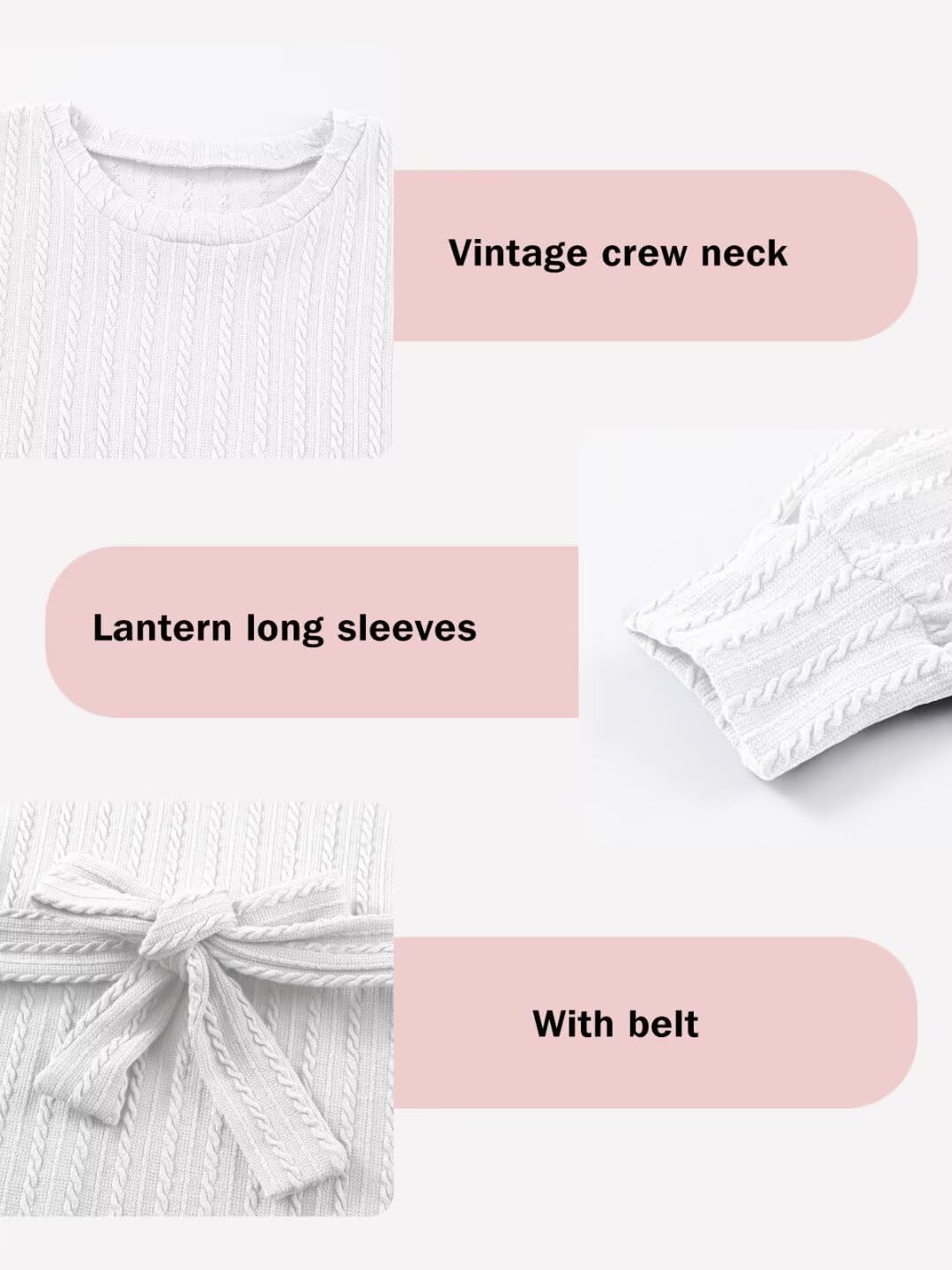 Girls Fall Long Sleeve Textured Dress Casual Crewneck Belted A Line Dresses 7-15 Years - Image 4