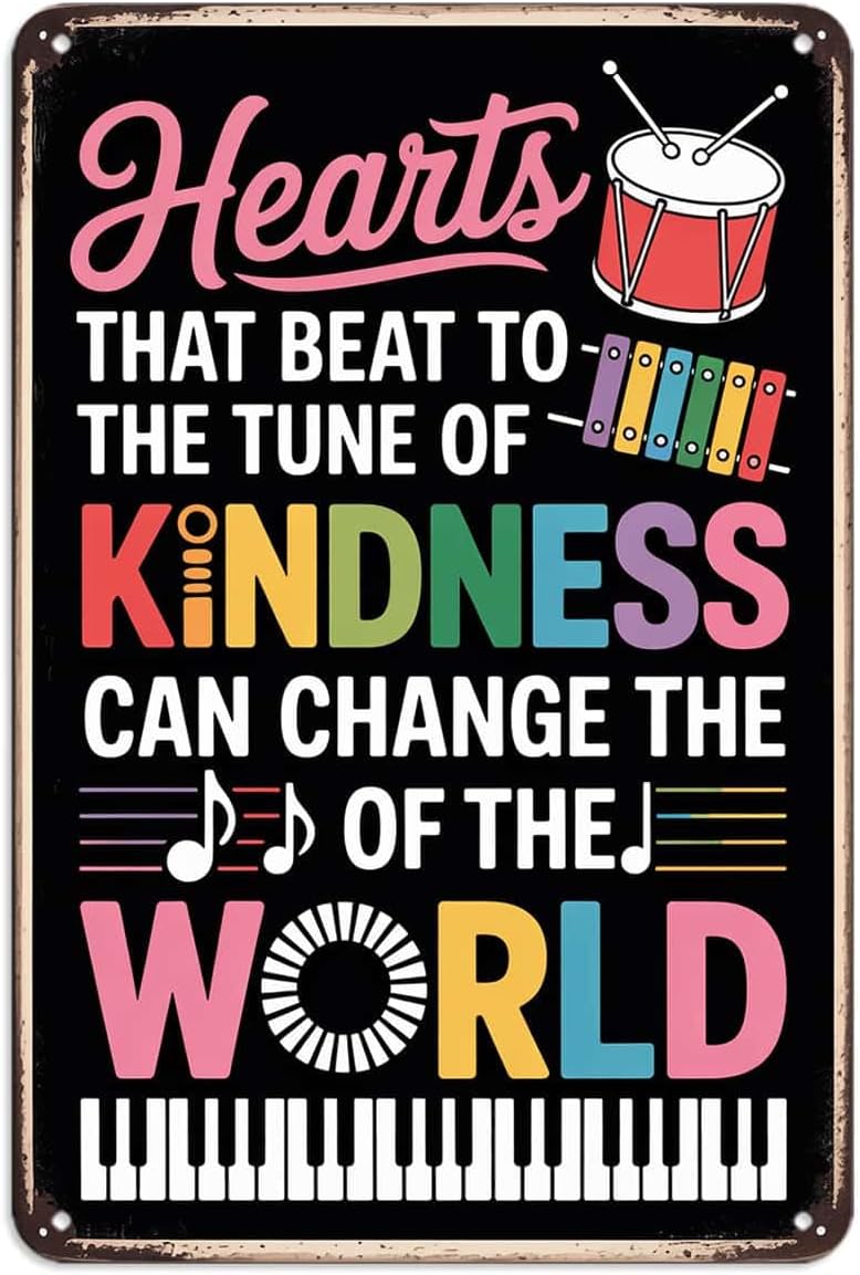 Music Inspirational Quote Tin Sign Music Classroom Wall Decor (12X8 IN)