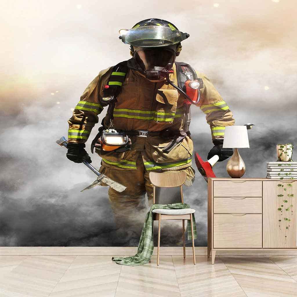 Papier peint canevas 3D soldat pompier autocollant grand format 300x210 cm