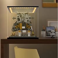 Huijintao Akril Vitrin LED Világítással - 35x35x35 cm Átlátszó Kiállítódoboz Modellautókhoz, Figurákhoz, Gyűjteményekhez - Asztali Tárolódob 5