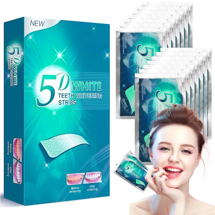 20 piezas Tiras blanqueadoras dientes, Blanqueador dental efectivo, Elimina manchas de café/vino, Con ingredientes de calidad