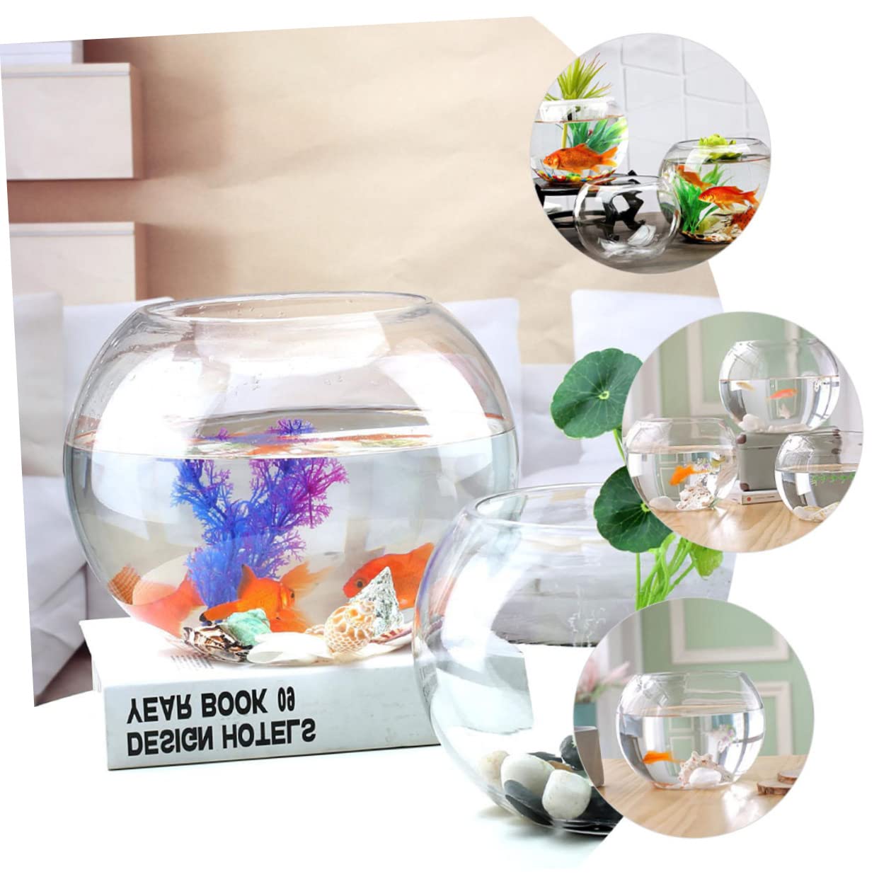 Zerodeko Vasca Trasparente Per Pesci Rossi Acquario Multifunzionale Per Pesci Betta Vetro Durevole e Decorativo Per Ufficio e Casa